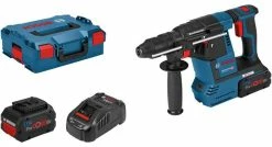 Bosch 061191000E - Marteau-perforateur Sans Fil GBH 18V-26 F 2x 8,0 Ah ProCORE, Chargeur GAL 1880 CV, Mandrin Interchangeable SDS-plus, Mandrin Automatique Interchangeable, Butée De Profondeur 210 Mm, Poignée Supplémentaire, Chiffon - 061191000E
