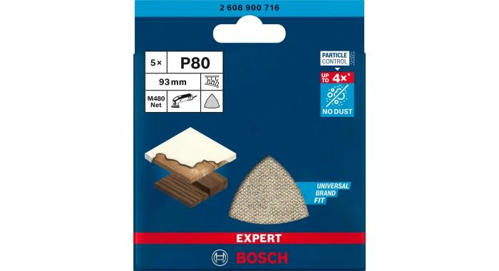 Bosch EXPERT 2608900716 - EXPERT Abrasif M480 Best For Wood And Paint, 93 Mm, Grain 80, 5x 2 Bosch EXPERT 2608900716 - EXPERT Abrasif M480 Best For Wood And Paint, 93 Mm, Grain 80, 5x – Image 2